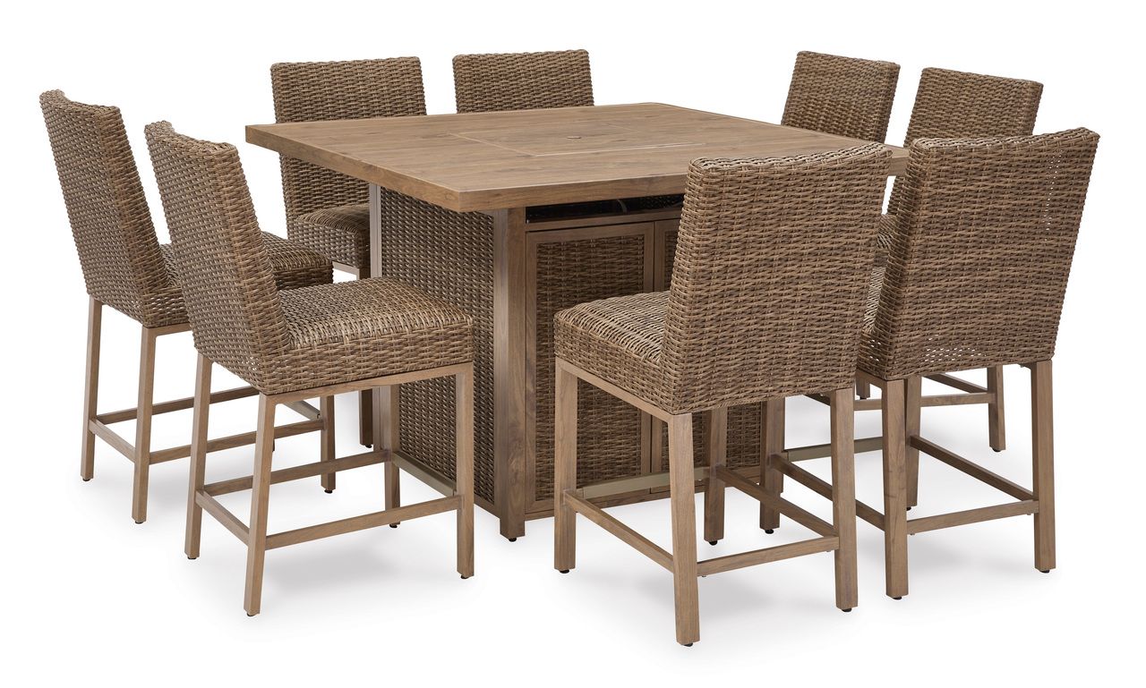 Walton Bridge Driftwood Outdoor Bar Table With Fire Pit P749665