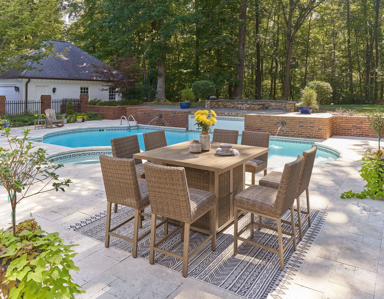 Walton Bridge Driftwood Outdoor Bar Table With Fire Pit P749665