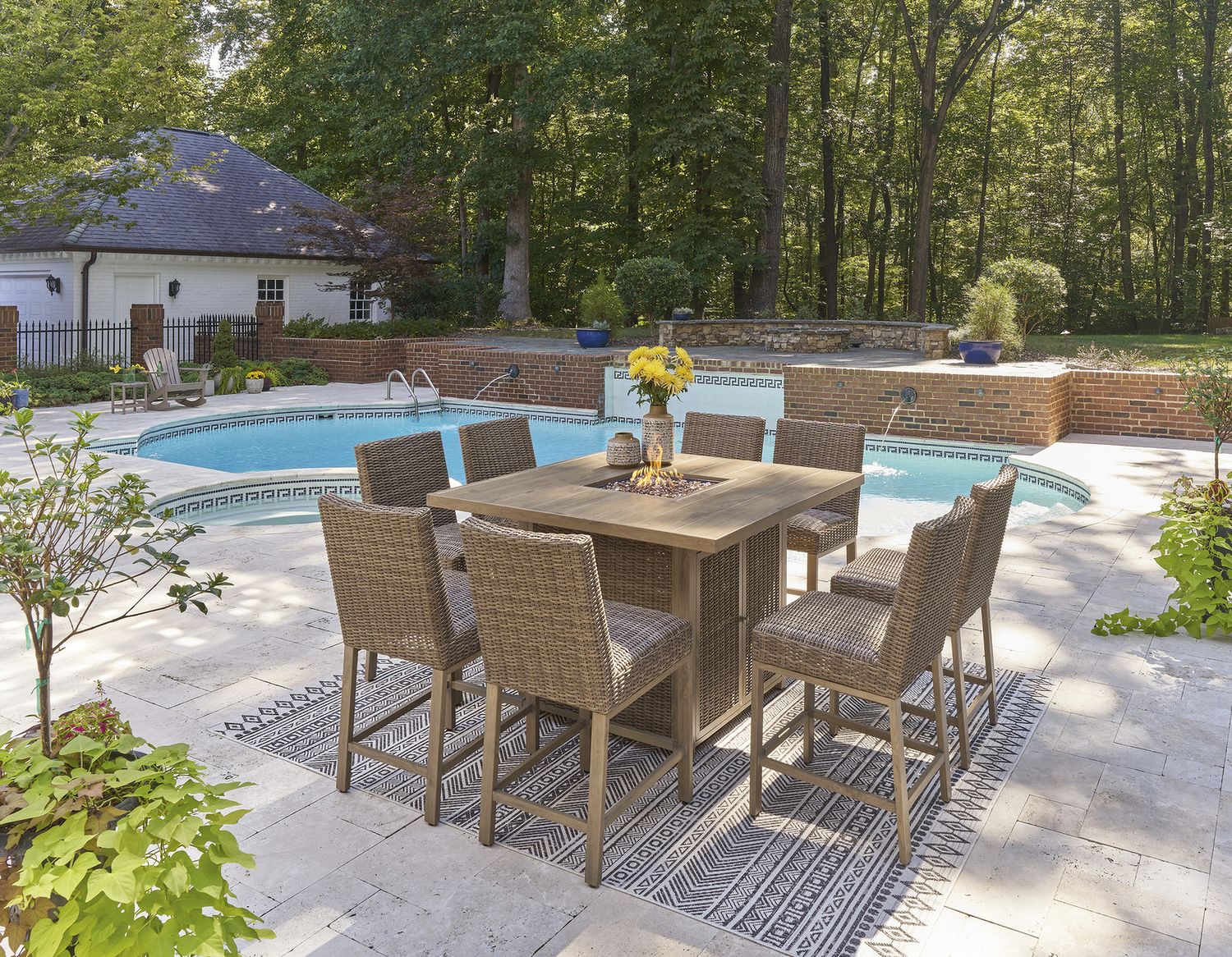 Walton Bridge Driftwood Outdoor Bar Table Set P749P1