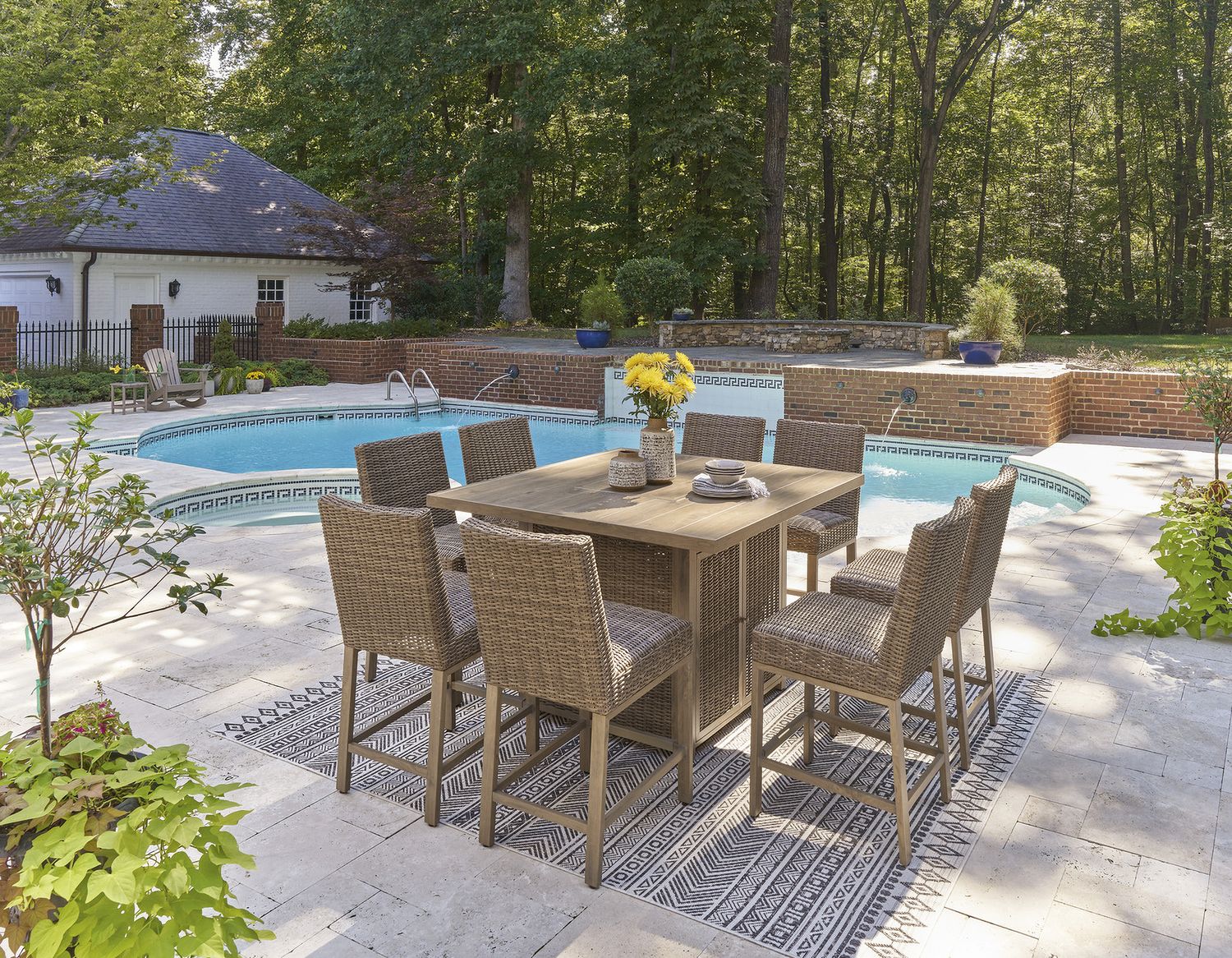 Walton Bridge Driftwood Outdoor Bar Table Set P749P1