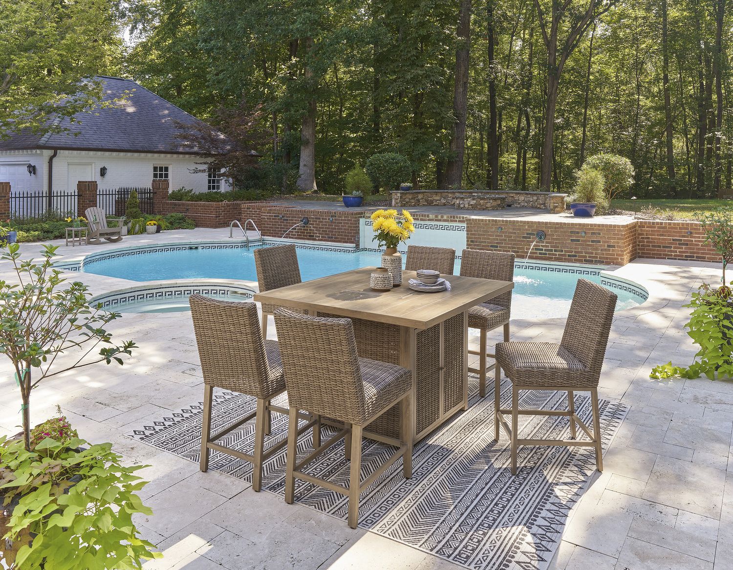 Walton Bridge Driftwood Outdoor Bar Table Set P749P1
