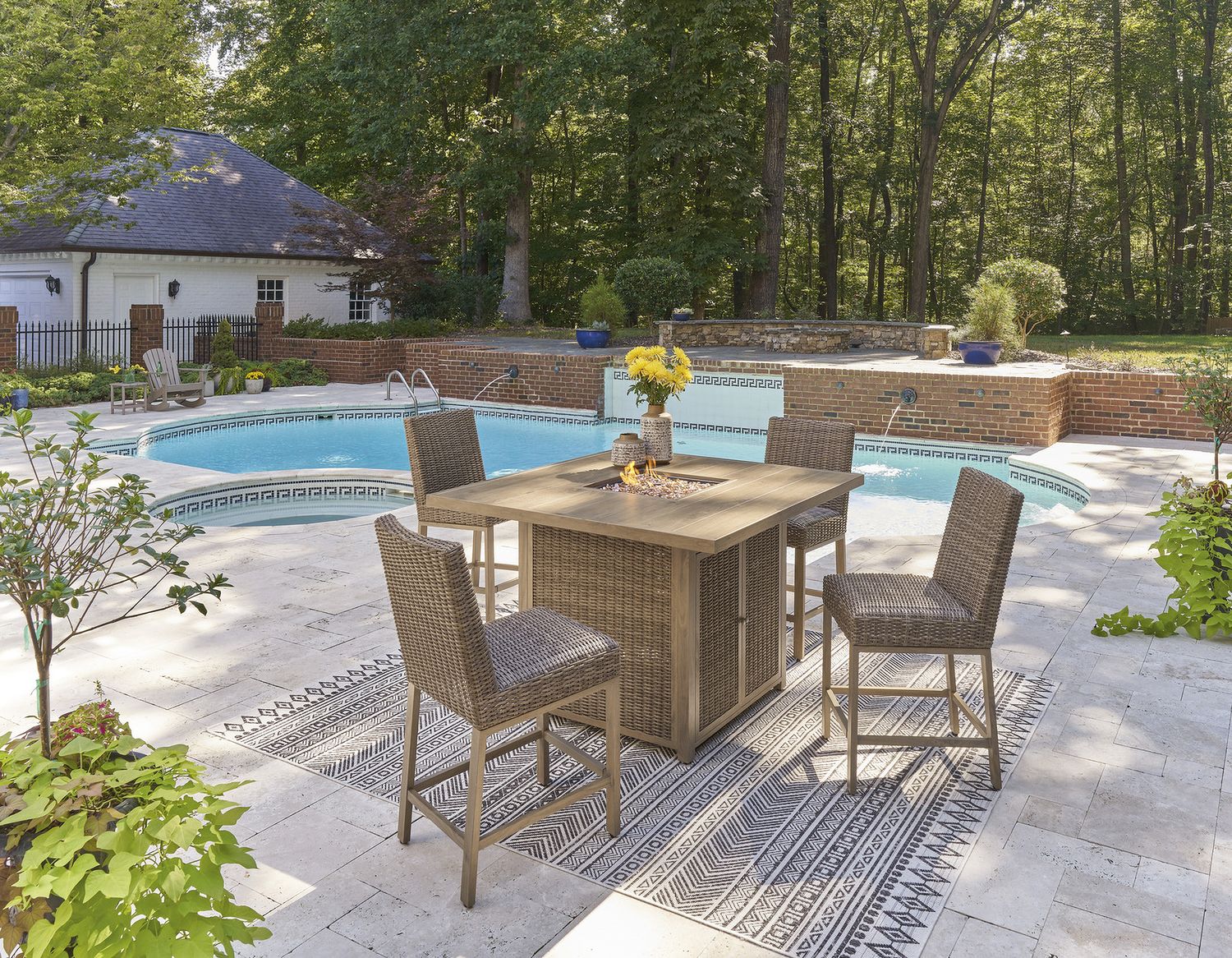 Walton Bridge Driftwood Outdoor Bar Table Set P749P1