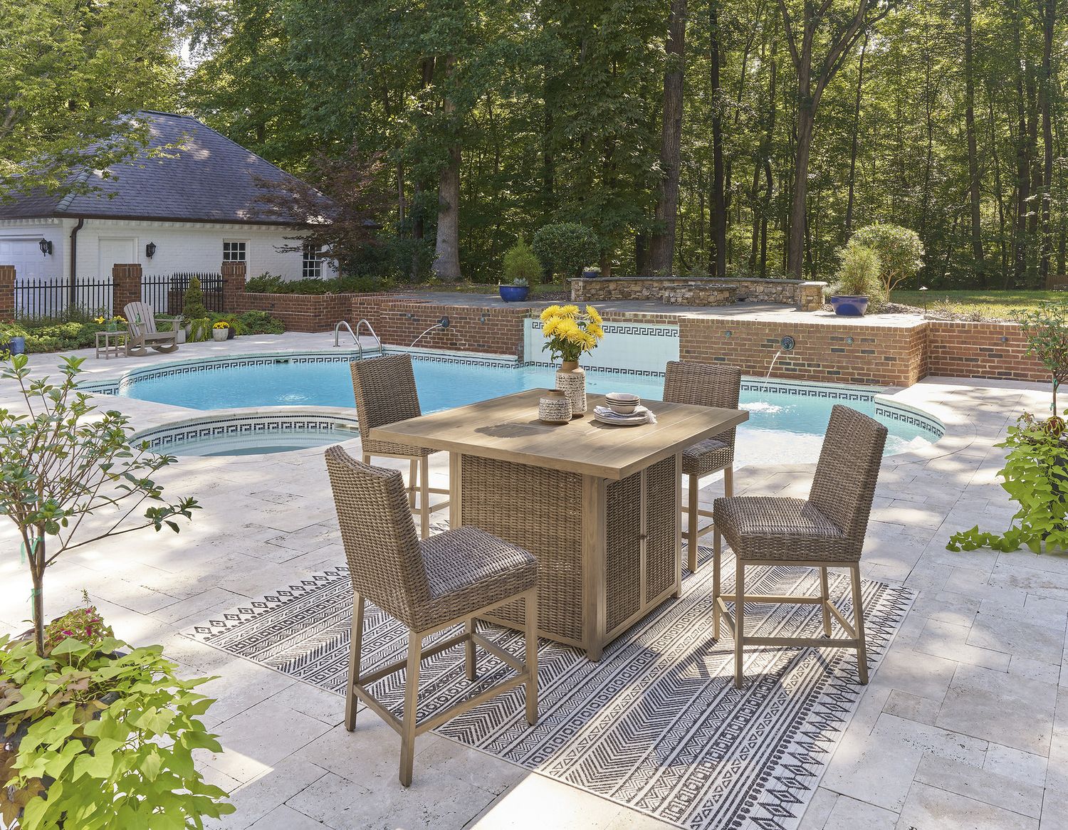 Walton Bridge Driftwood Outdoor Bar Table Set P749P1