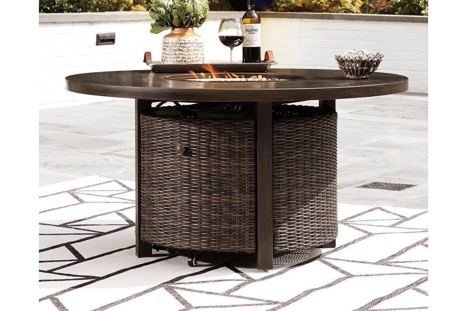 Paradise Trail Medium Brown Outdoor Round Fire Pit Table P750776