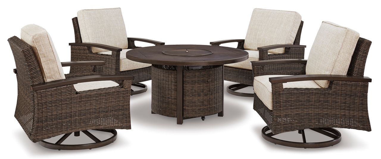 Paradise Trail Medium Brown Outdoor Round Fire Pit Table P750776