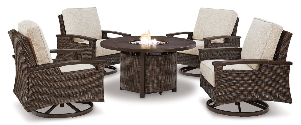 Paradise Trail Medium Brown Outdoor Round Fire Pit Table P750776
