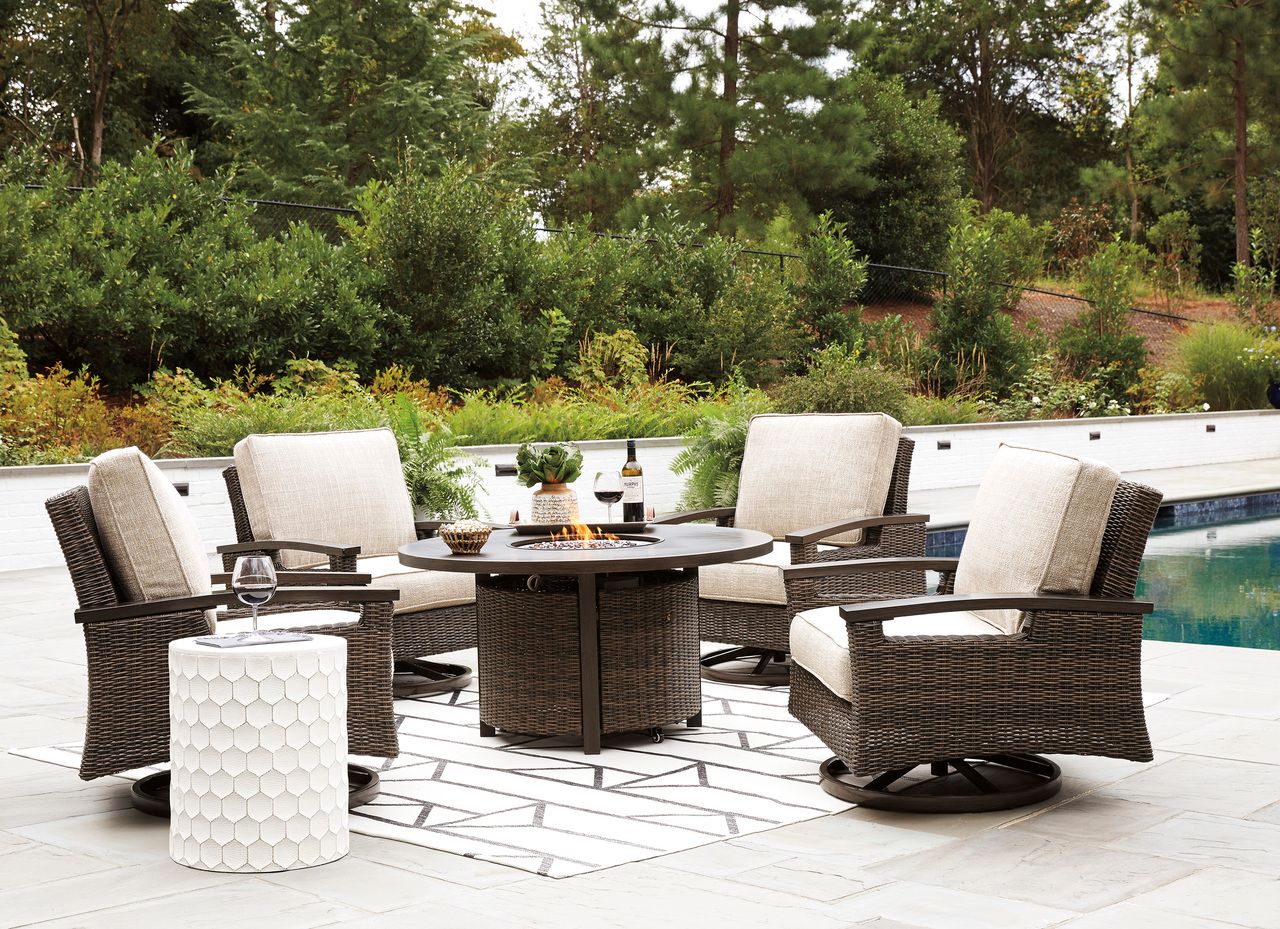 Paradise Trail Medium Brown Outdoor Round Fire Pit Table P750776