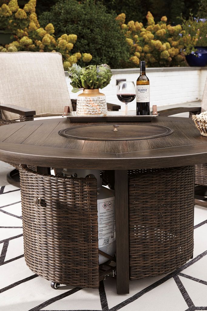 Paradise Trail Medium Brown Outdoor Round Fire Pit Table P750776