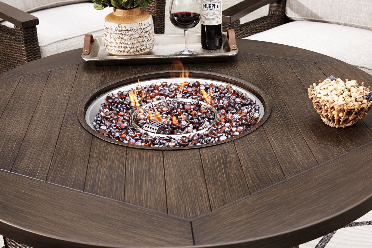 Paradise Trail Medium Brown Outdoor Round Fire Pit Table P750776