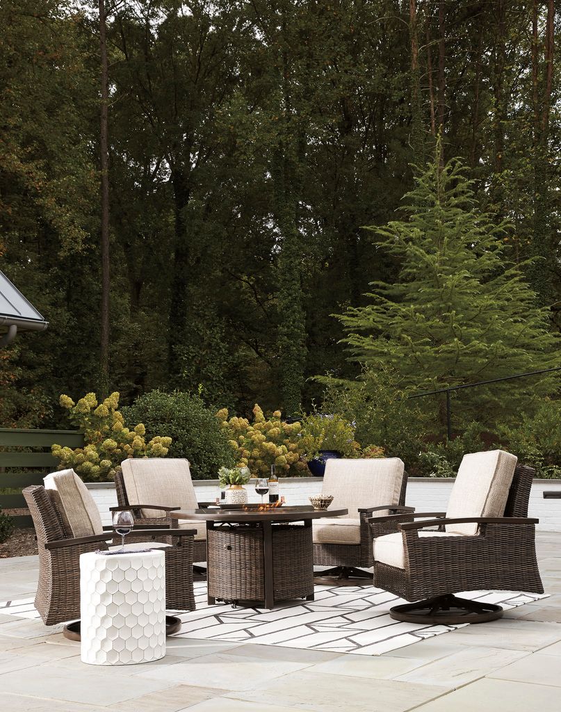Paradise Trail Medium Brown Outdoor Round Fire Pit Table P750776