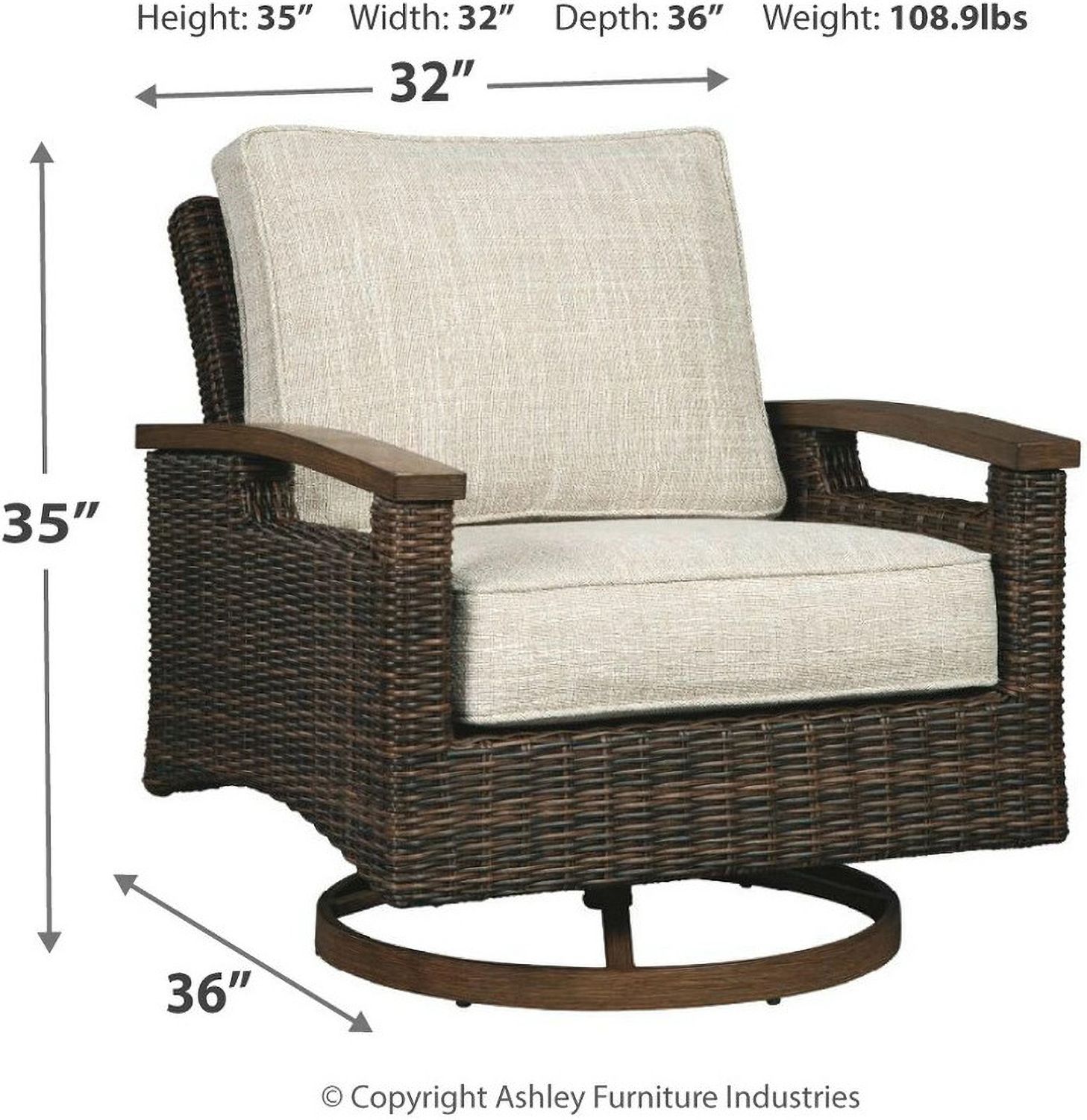 Paradise Trail Medium Brown Outdoor Swivel Lounge Chair Set of 2 P750821