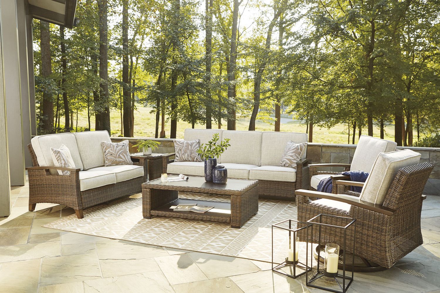 Paradise Trail Medium Brown Outdoor Swivel Lounge Chair Set of 2 P750821