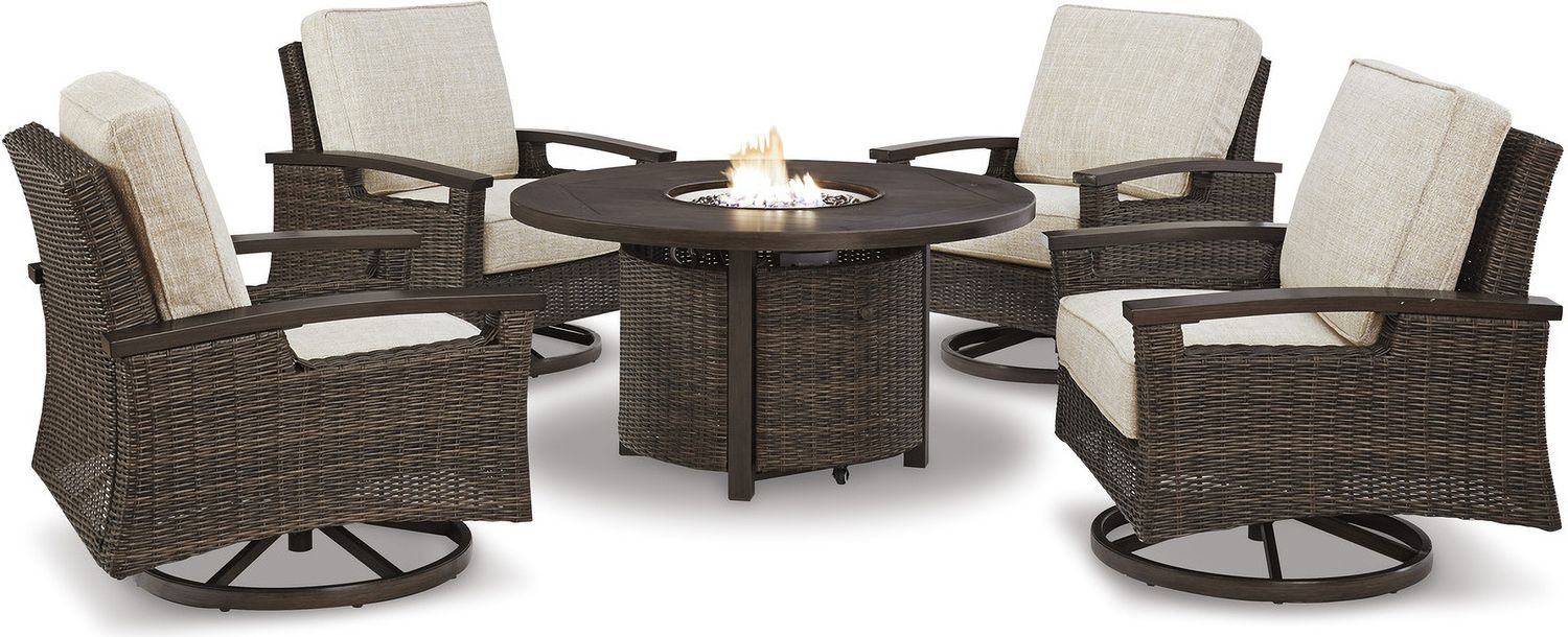 Paradise Trail Medium Brown Outdoor Swivel Lounge Chair Set of 2 P750821