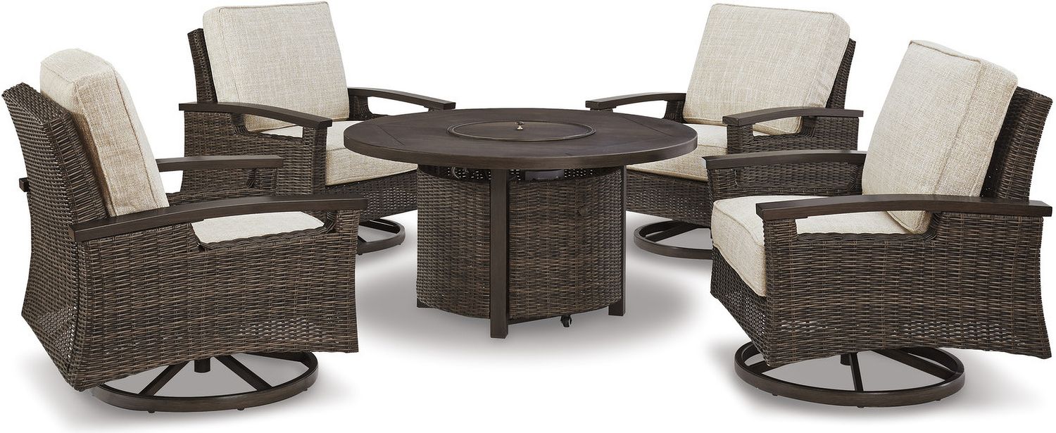 Paradise Trail Medium Brown Outdoor Swivel Lounge Chair Set of 2 P750821
