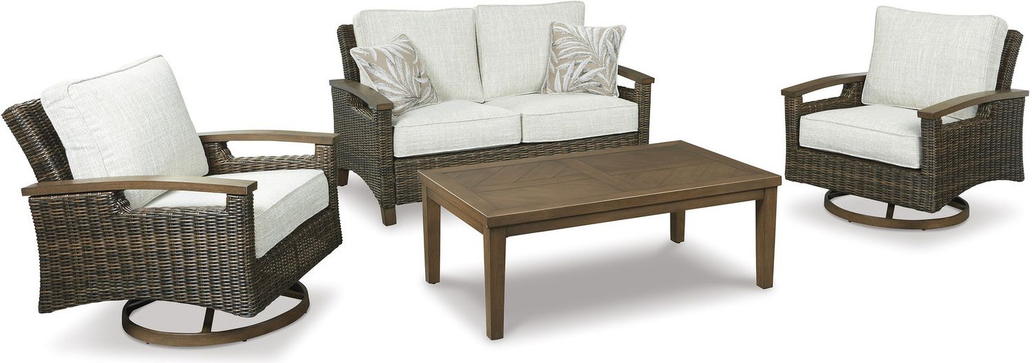 Paradise Trail Medium Brown Outdoor Swivel Lounge Chair Set of 2 P750821