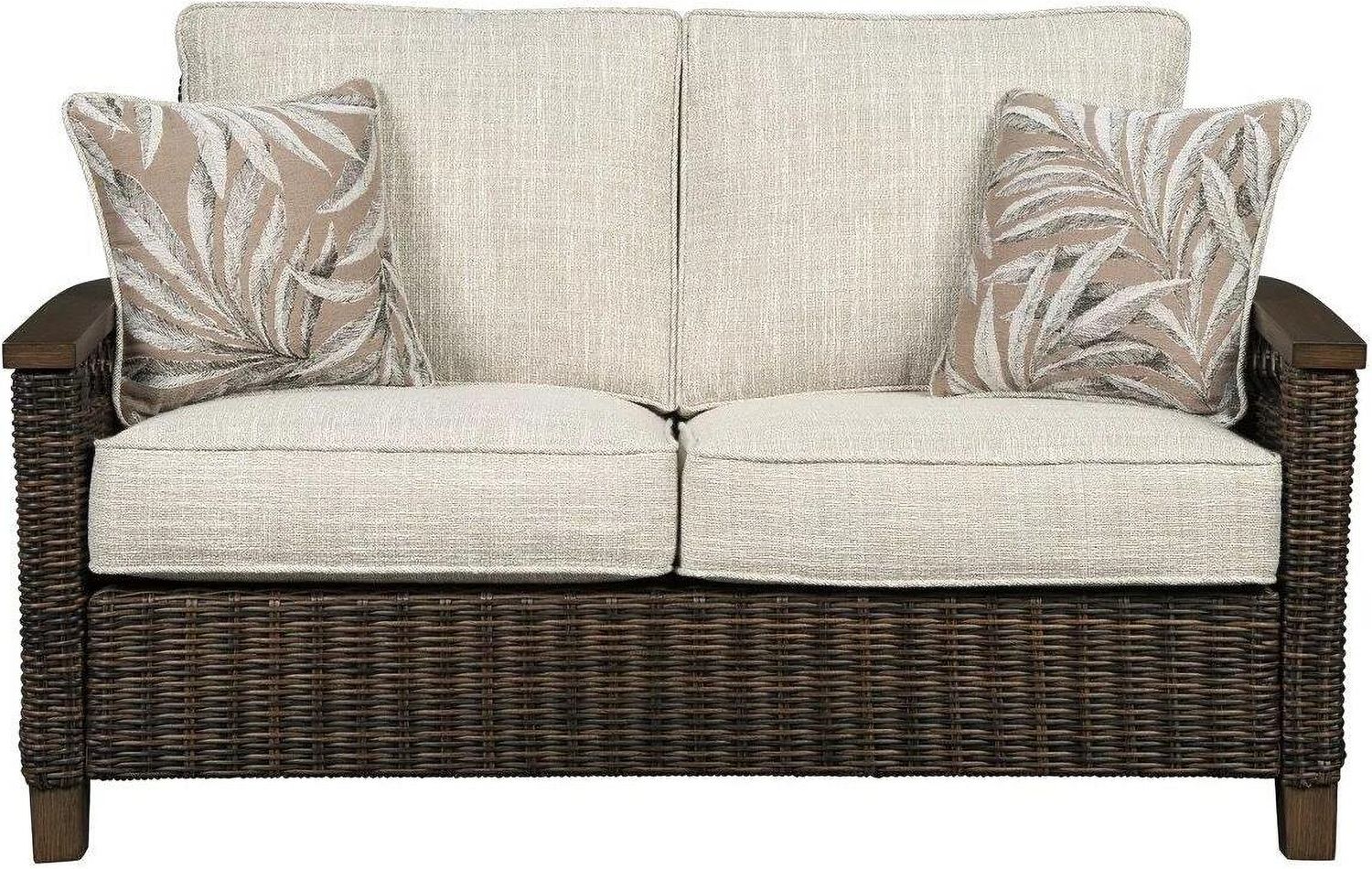 Paradise Trail Medium Brown Outdoor Loveseat with Cushion P750835