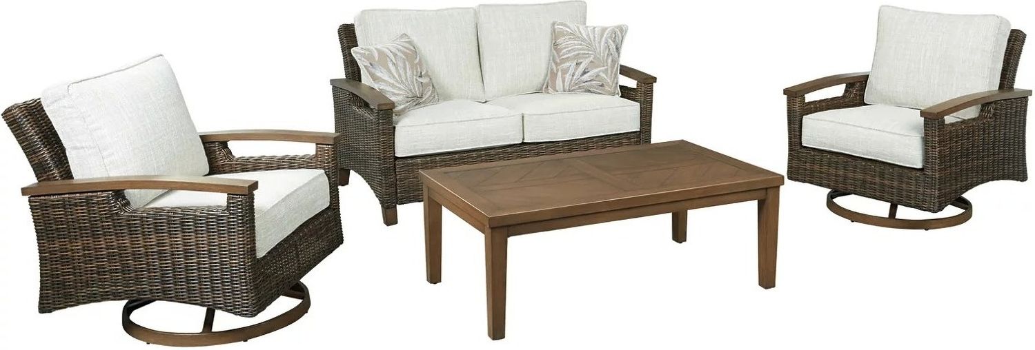 Paradise Trail Medium Brown Outdoor Loveseat with Cushion P750835