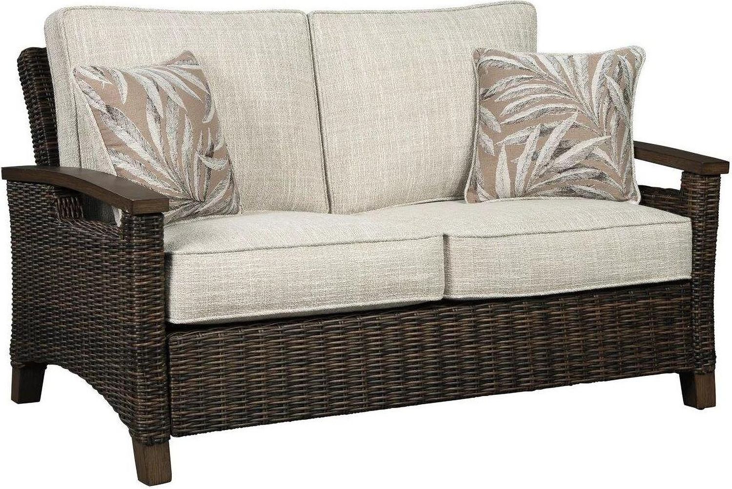 Paradise Trail Medium Brown Outdoor Loveseat with Cushion P750835
