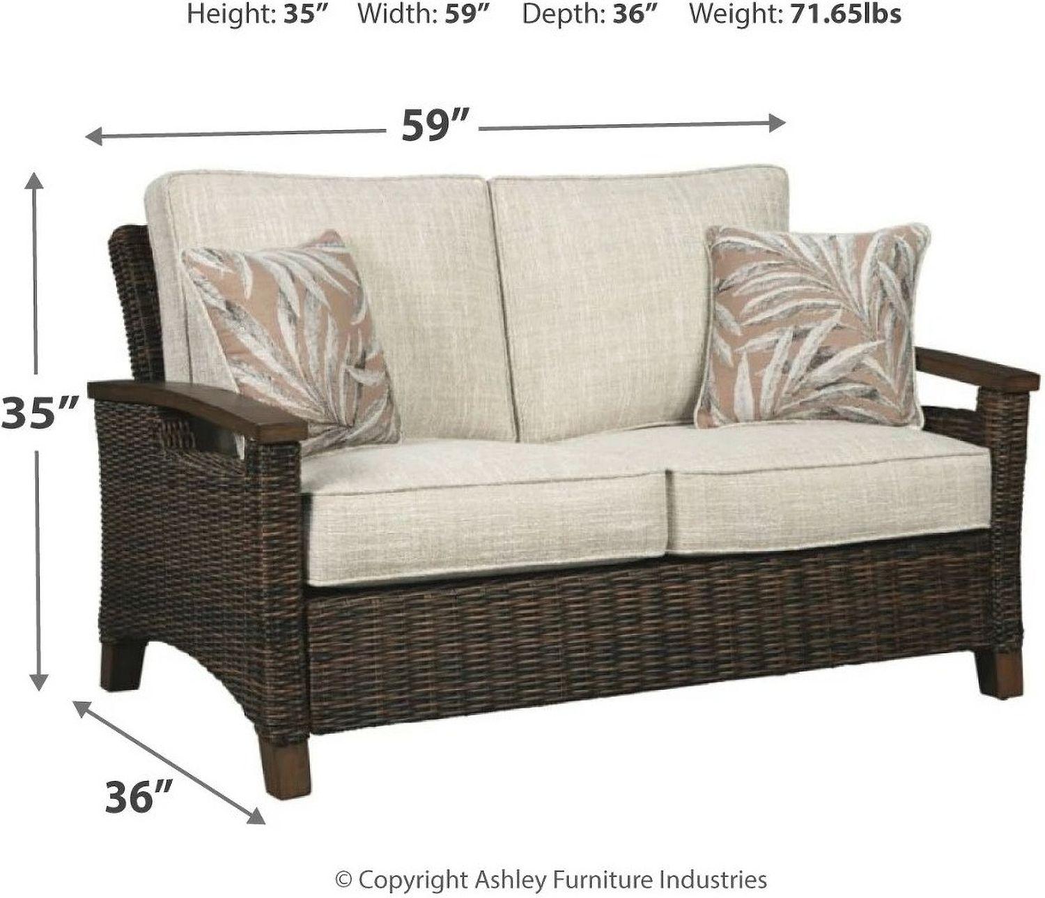 Paradise Trail Medium Brown Outdoor Loveseat with Cushion P750835