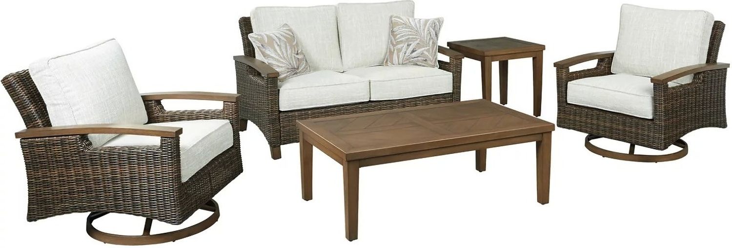 Paradise Trail Medium Brown Outdoor Loveseat with Cushion P750835