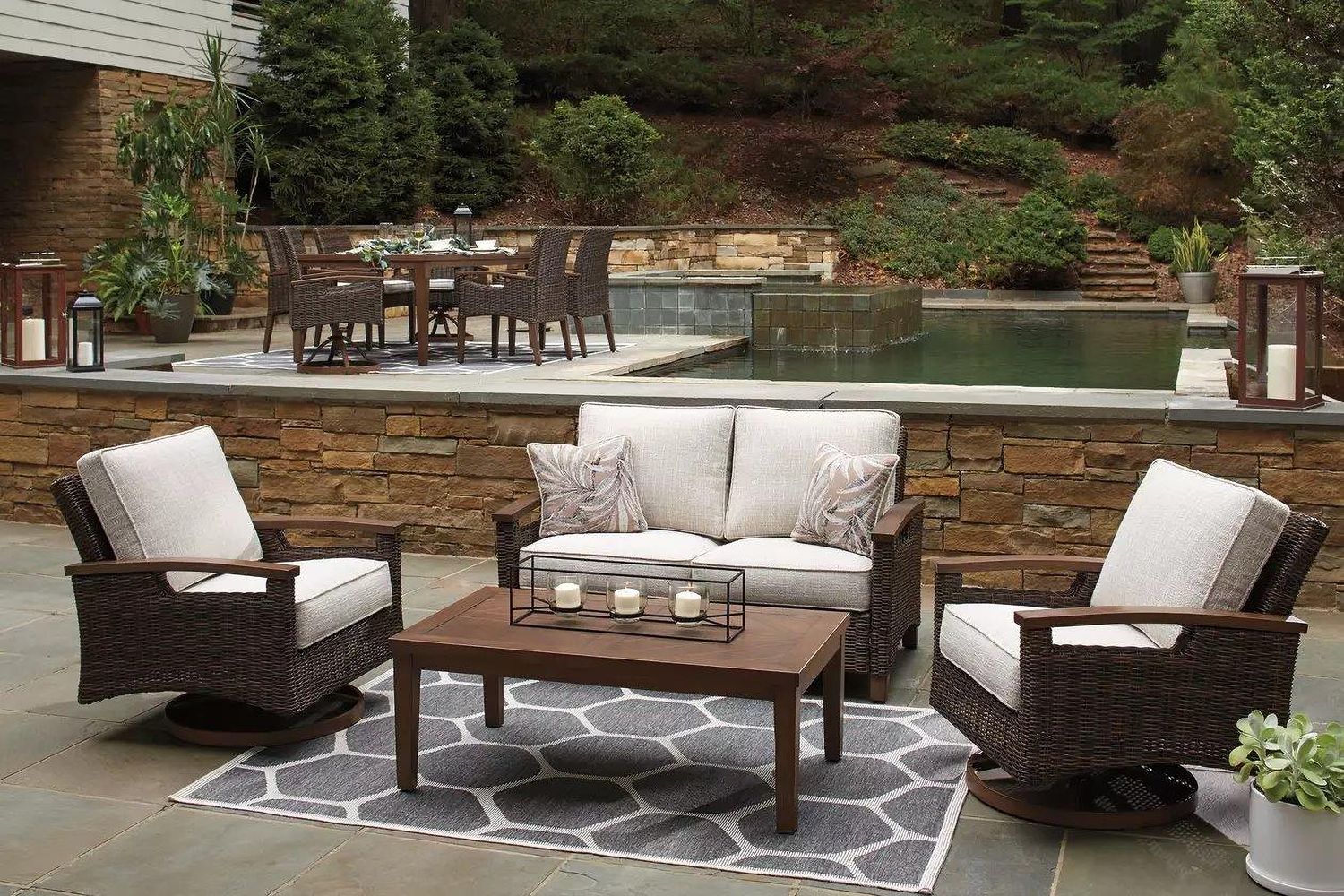 Paradise Trail Medium Brown Outdoor Loveseat with Cushion P750835