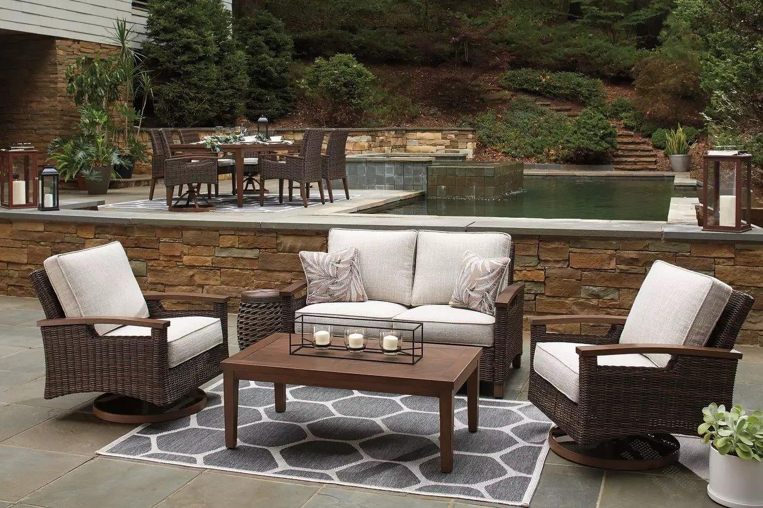 Paradise Trail Medium Brown Outdoor Loveseat with Cushion P750835