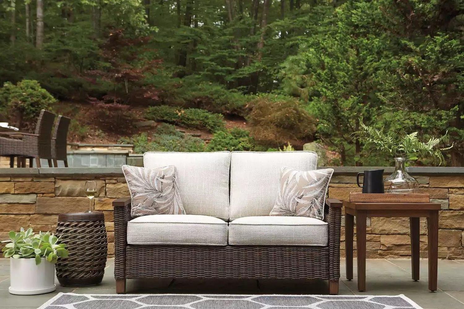Paradise Trail Medium Brown Outdoor Loveseat with Cushion P750835