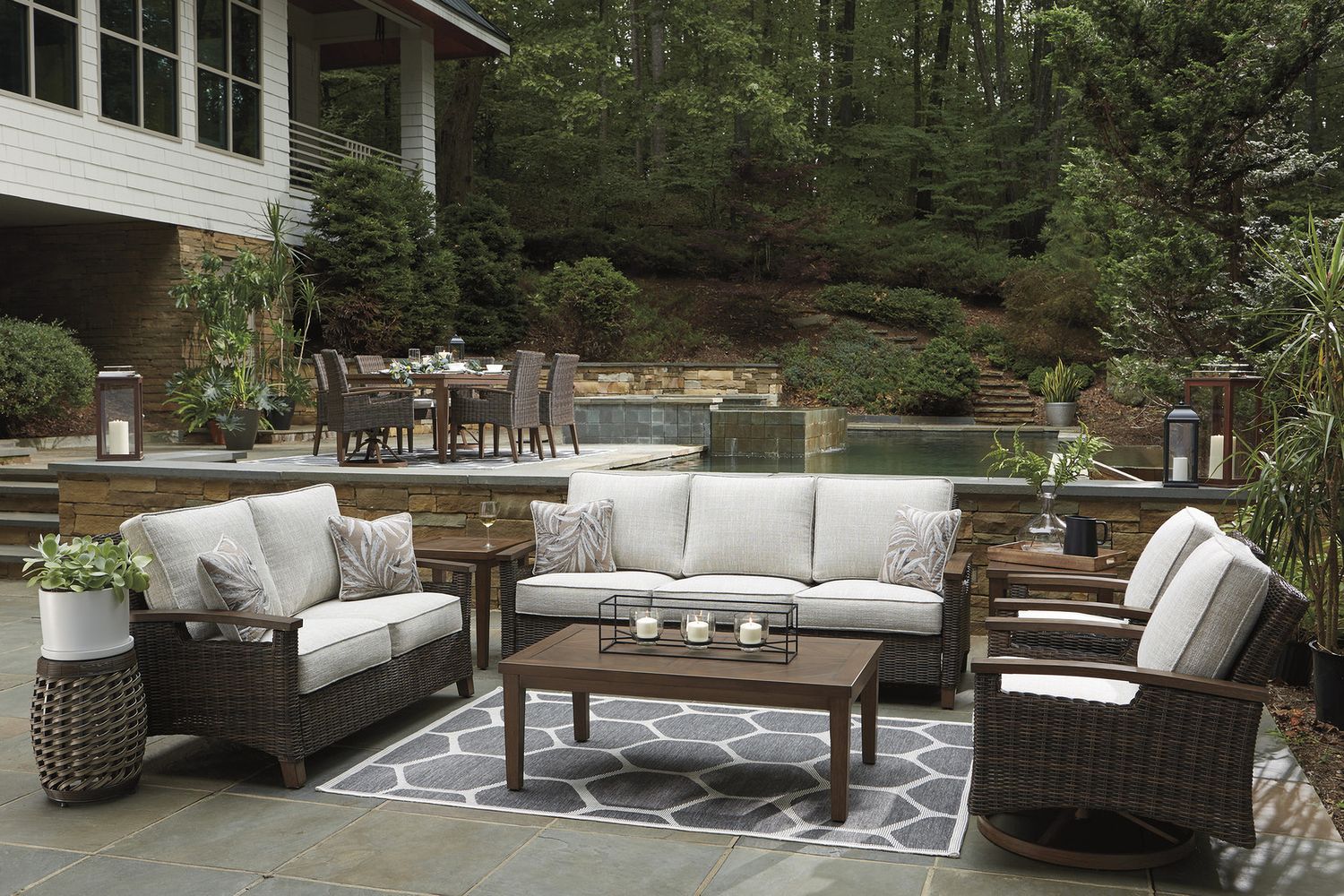 Paradise Trail Medium Brown Outdoor Loveseat with Cushion P750835