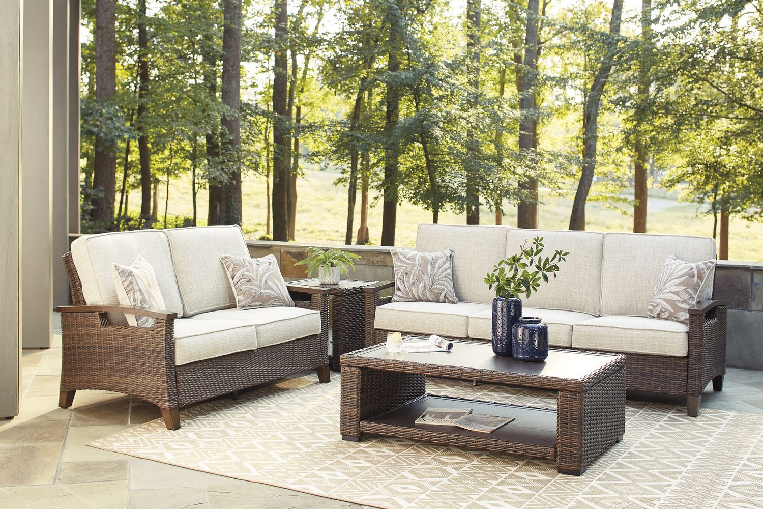 Paradise Trail Medium Brown Outdoor Loveseat with Cushion P750835