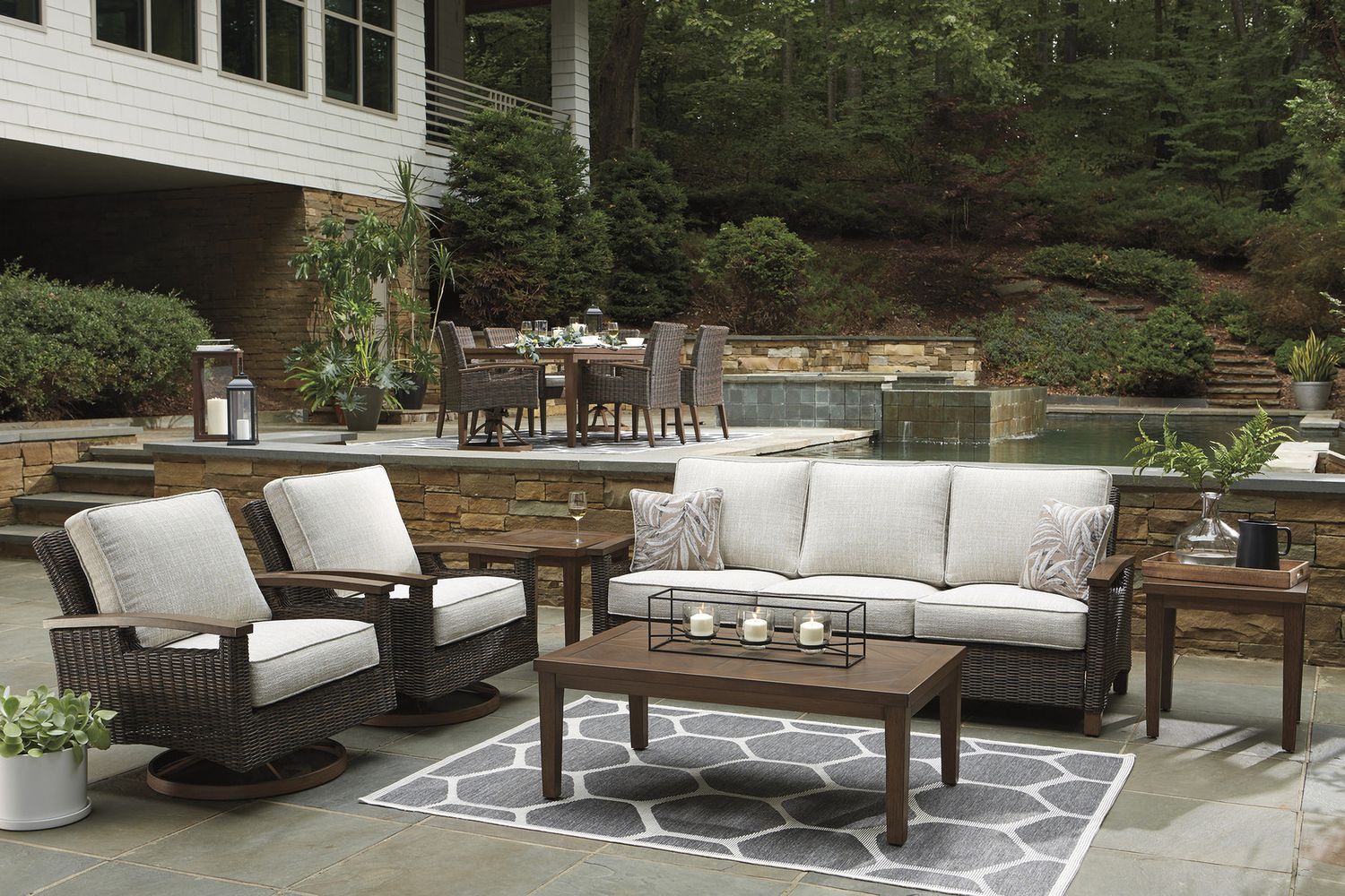 Paradise Trail Medium Brown Outdoor Loveseat with Cushion P750835
