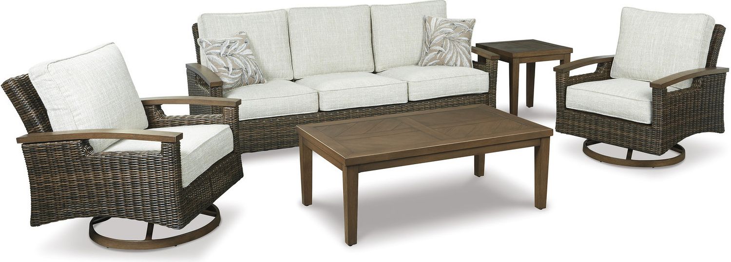 Paradise Trail Medium Brown Outdoor Loveseat with Cushion P750835