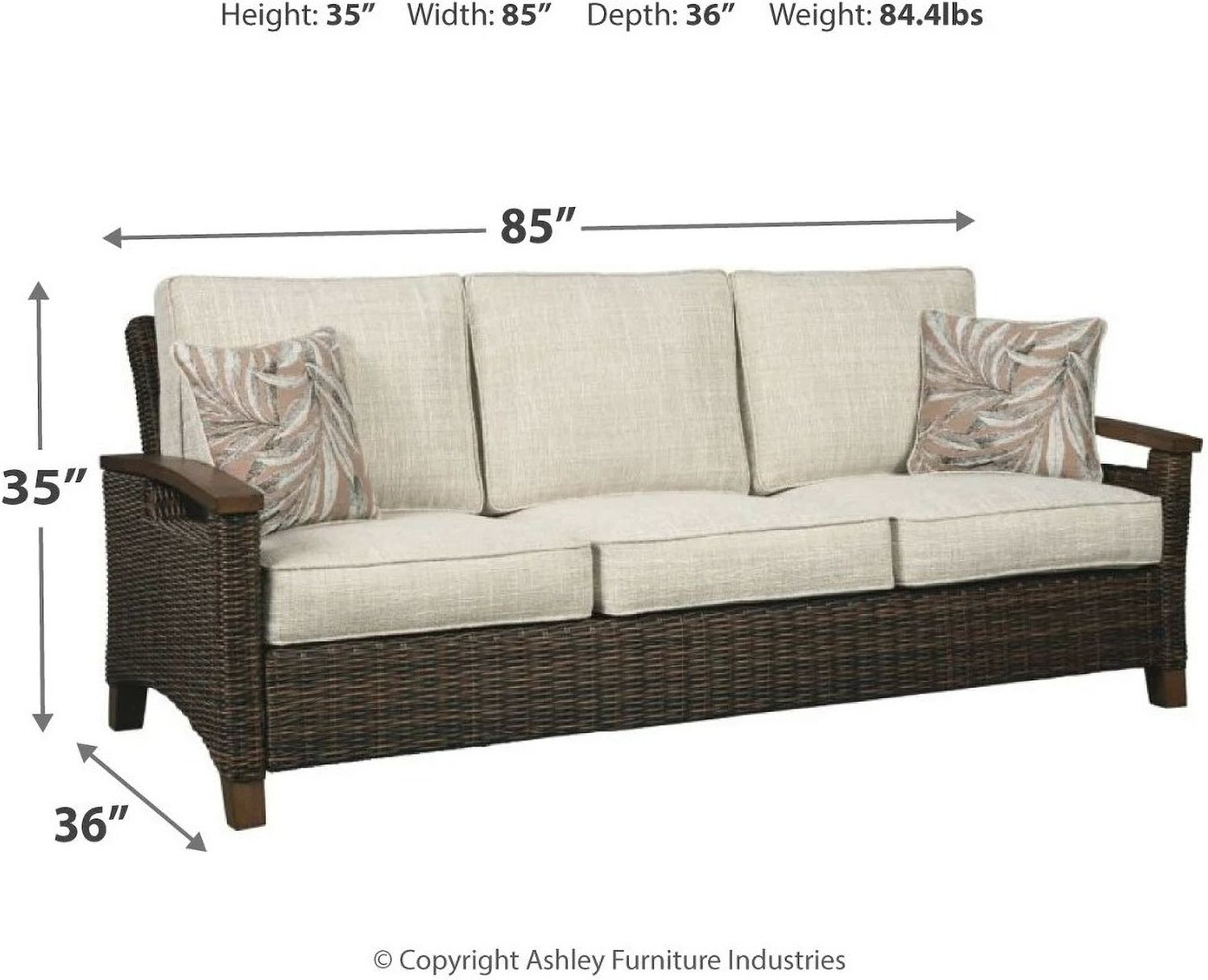 Paradise Trail Medium Brown Outdoor Sofa with Cushion P750838