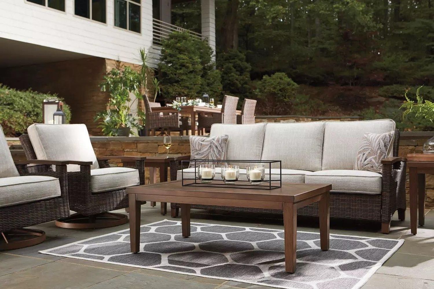 Paradise Trail Medium Brown Outdoor Sofa with Cushion P750838