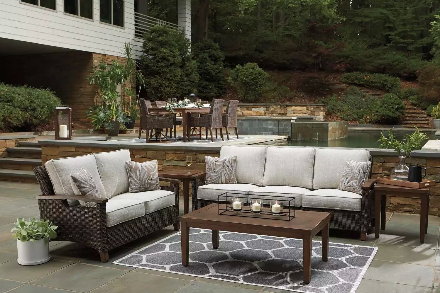 Paradise Trail Medium Brown Outdoor Sofa with Cushion P750838