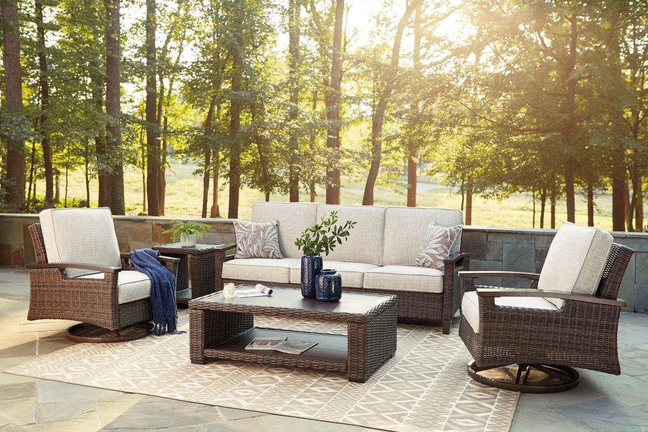 Paradise Trail Medium Brown Outdoor Sofa with Cushion P750838
