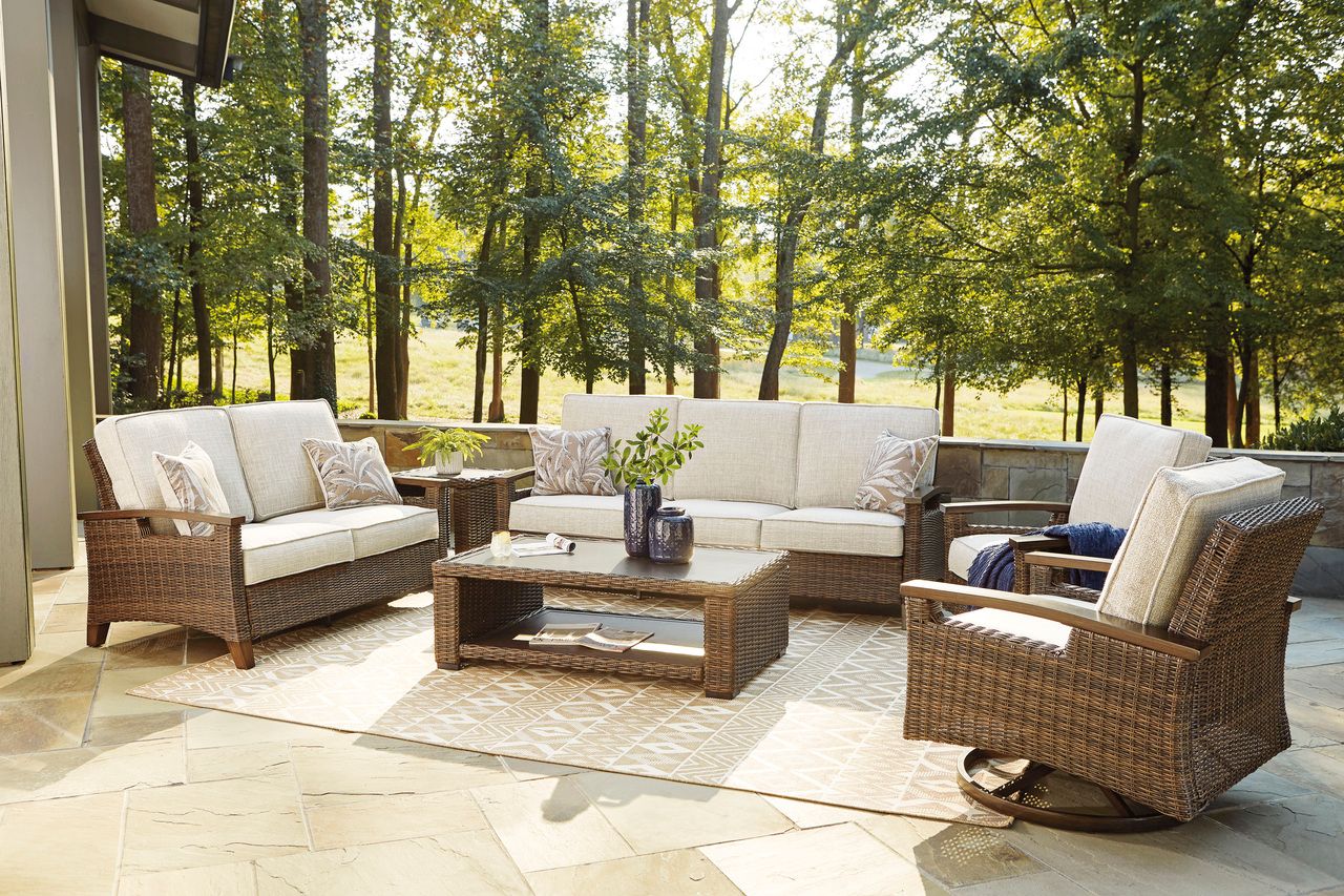 Paradise Trail Medium Brown Outdoor Sofa with Cushion P750838