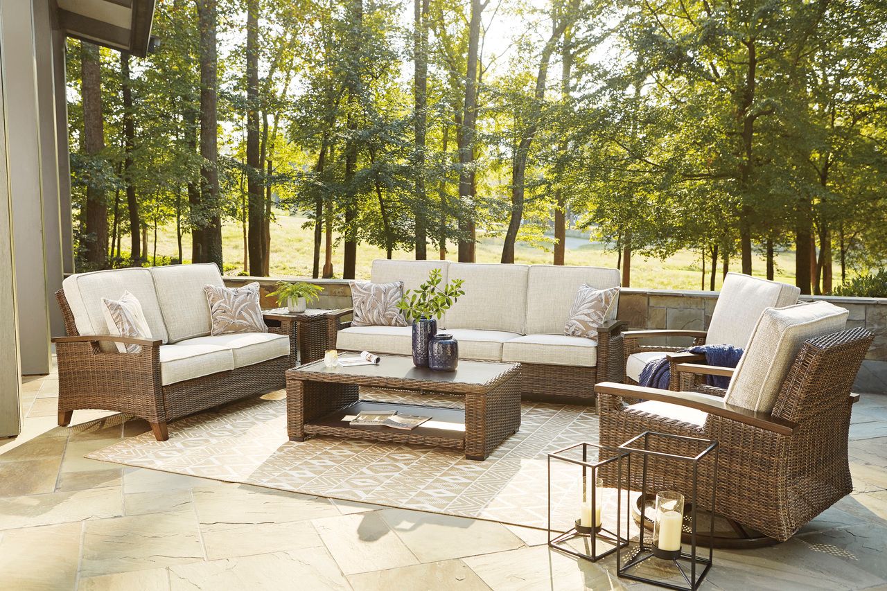 Paradise Trail Medium Brown Outdoor Sofa with Cushion P750838