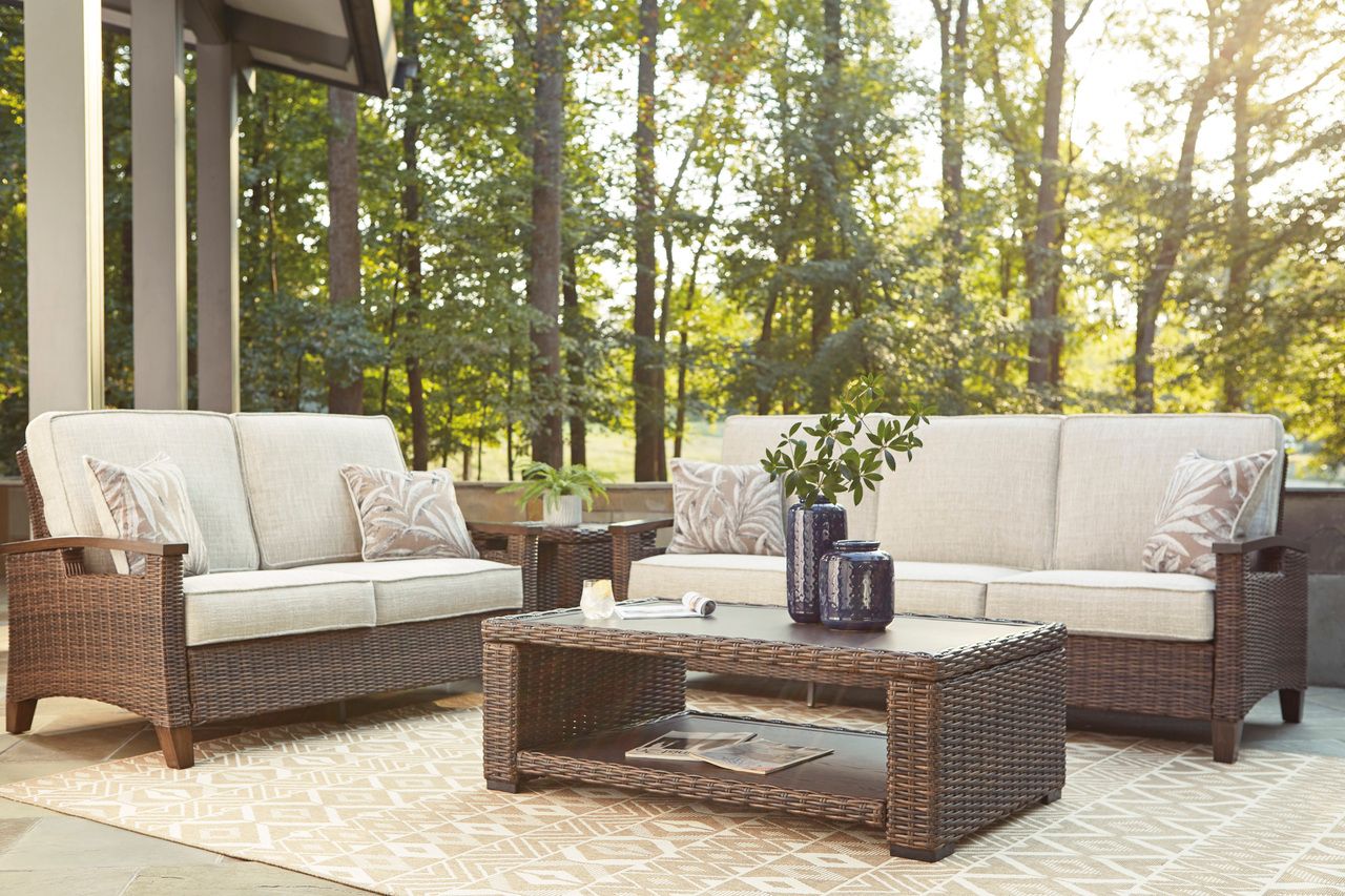 Paradise Trail Medium Brown Outdoor Sofa with Cushion P750838