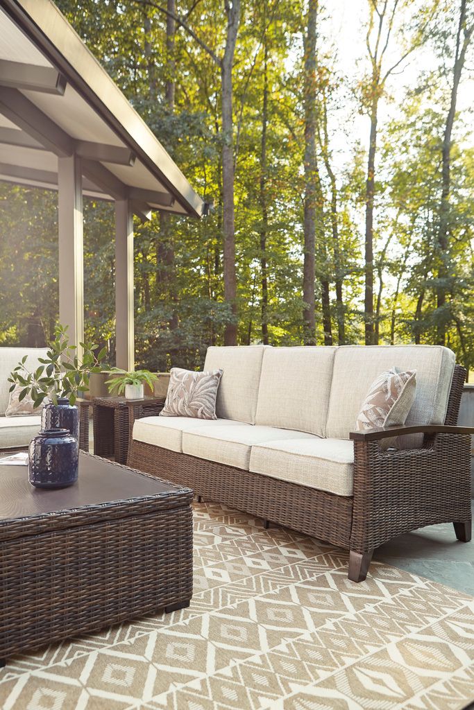 Paradise Trail Medium Brown Outdoor Sofa with Cushion P750838