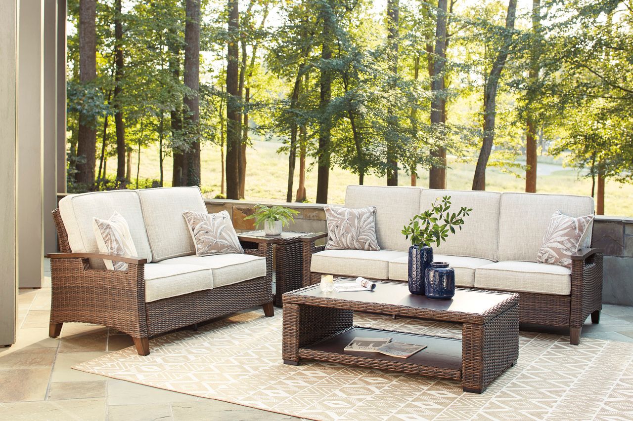 Paradise Trail Medium Brown Outdoor Sofa with Cushion P750838