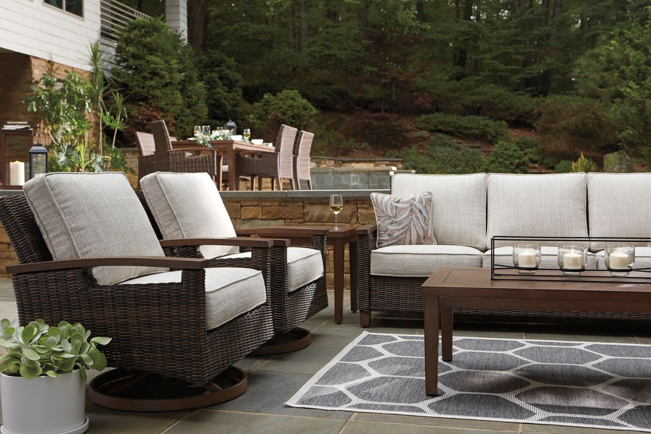 Paradise Trail Medium Brown Outdoor Sofa with Cushion P750838