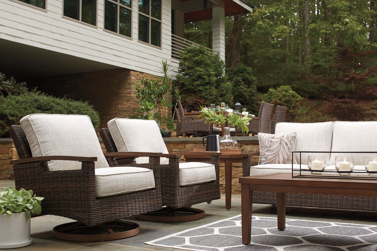 Paradise Trail Medium Brown Outdoor Sofa with Cushion P750838