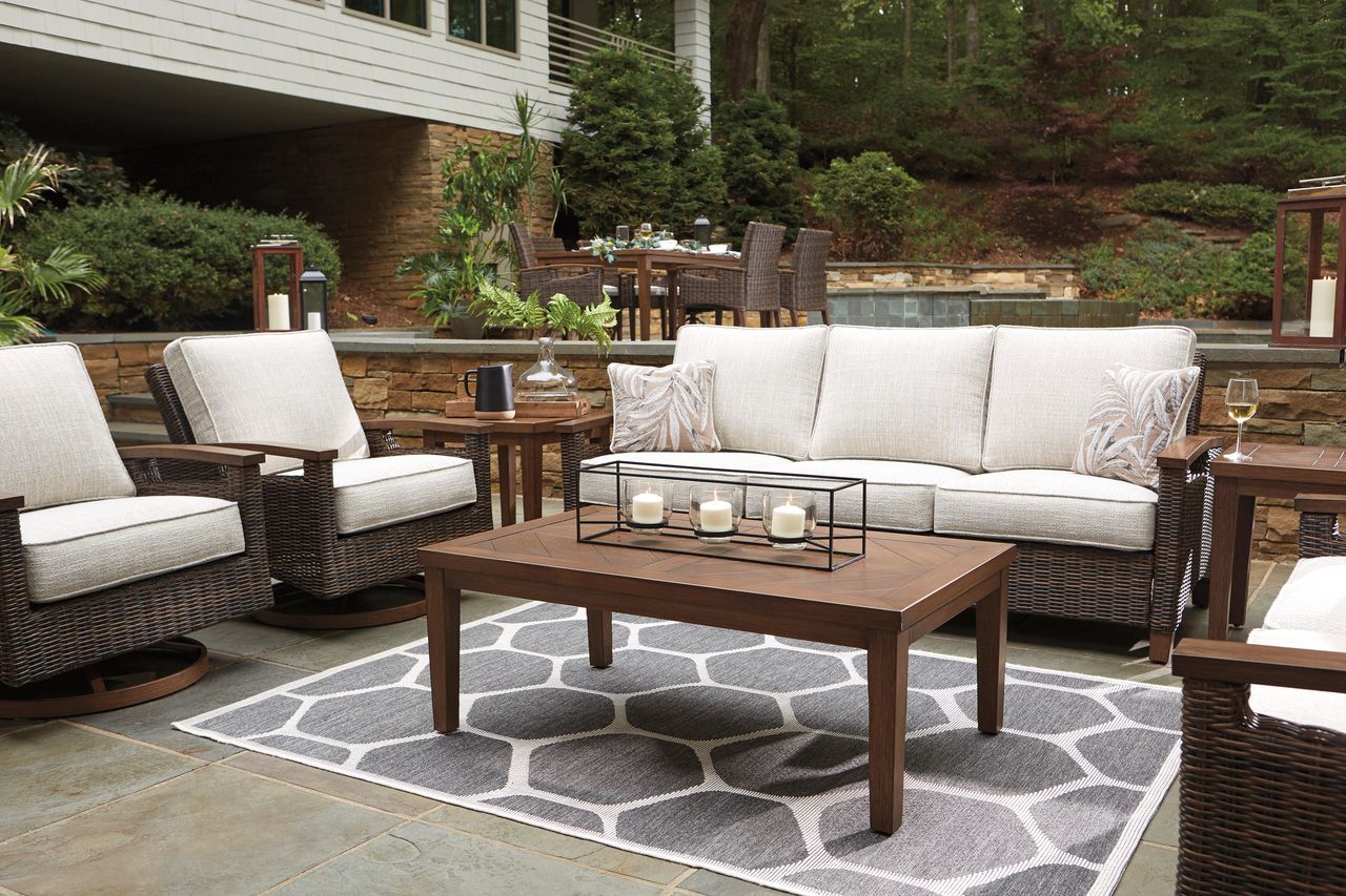 Paradise Trail Medium Brown Outdoor Sofa with Cushion P750838