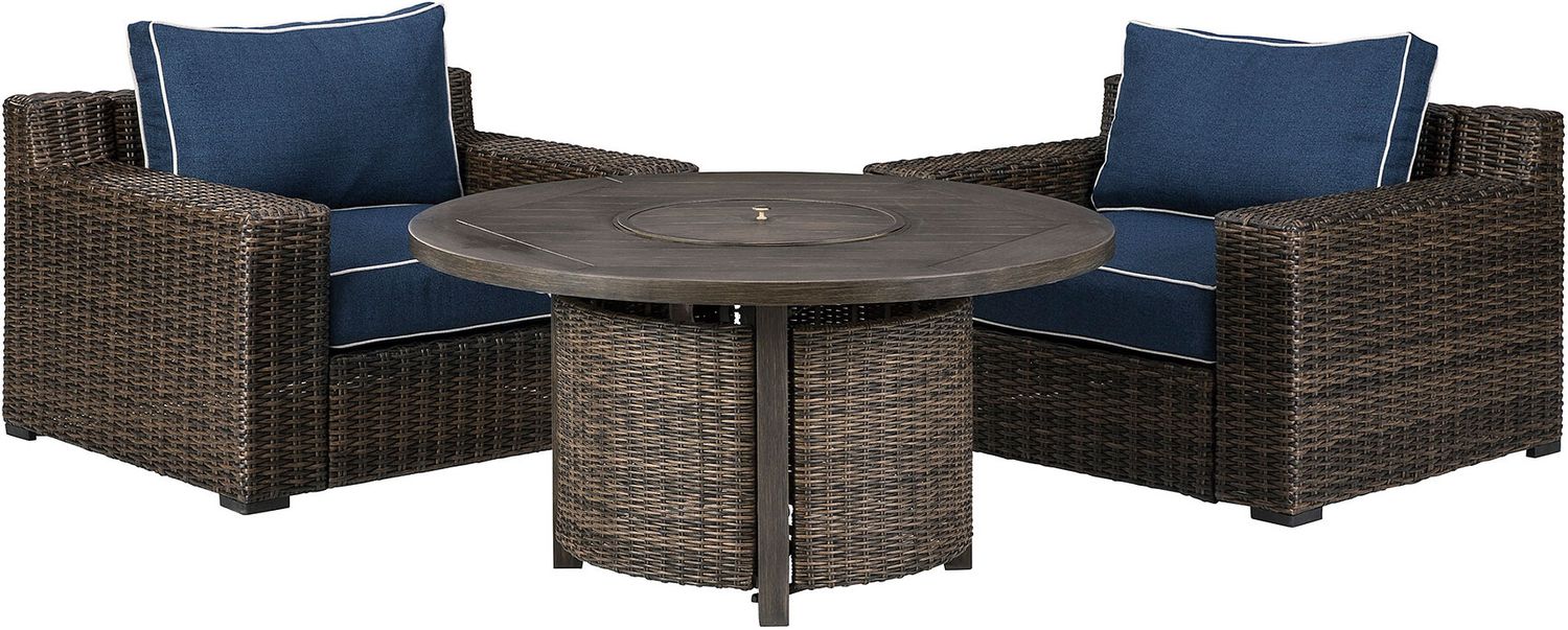Paradise Trail Medium Brown Outdoor Round Conversation Set P750P7