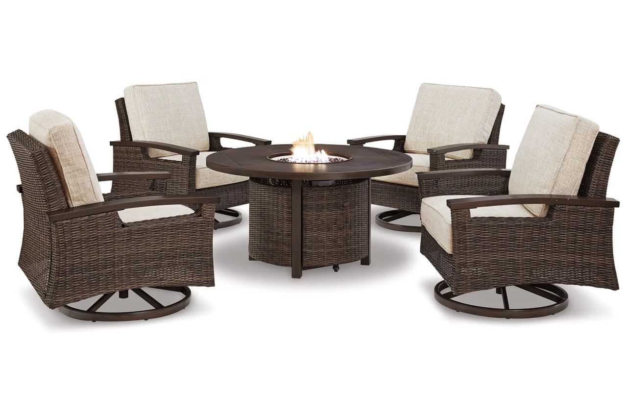 Paradise Trail Medium Brown Outdoor Round Conversation Set P750P7