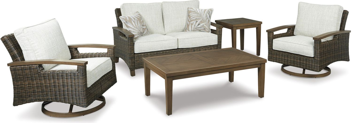 Paradise Trail Medium Brown Outdoor Round Conversation Set P750P7