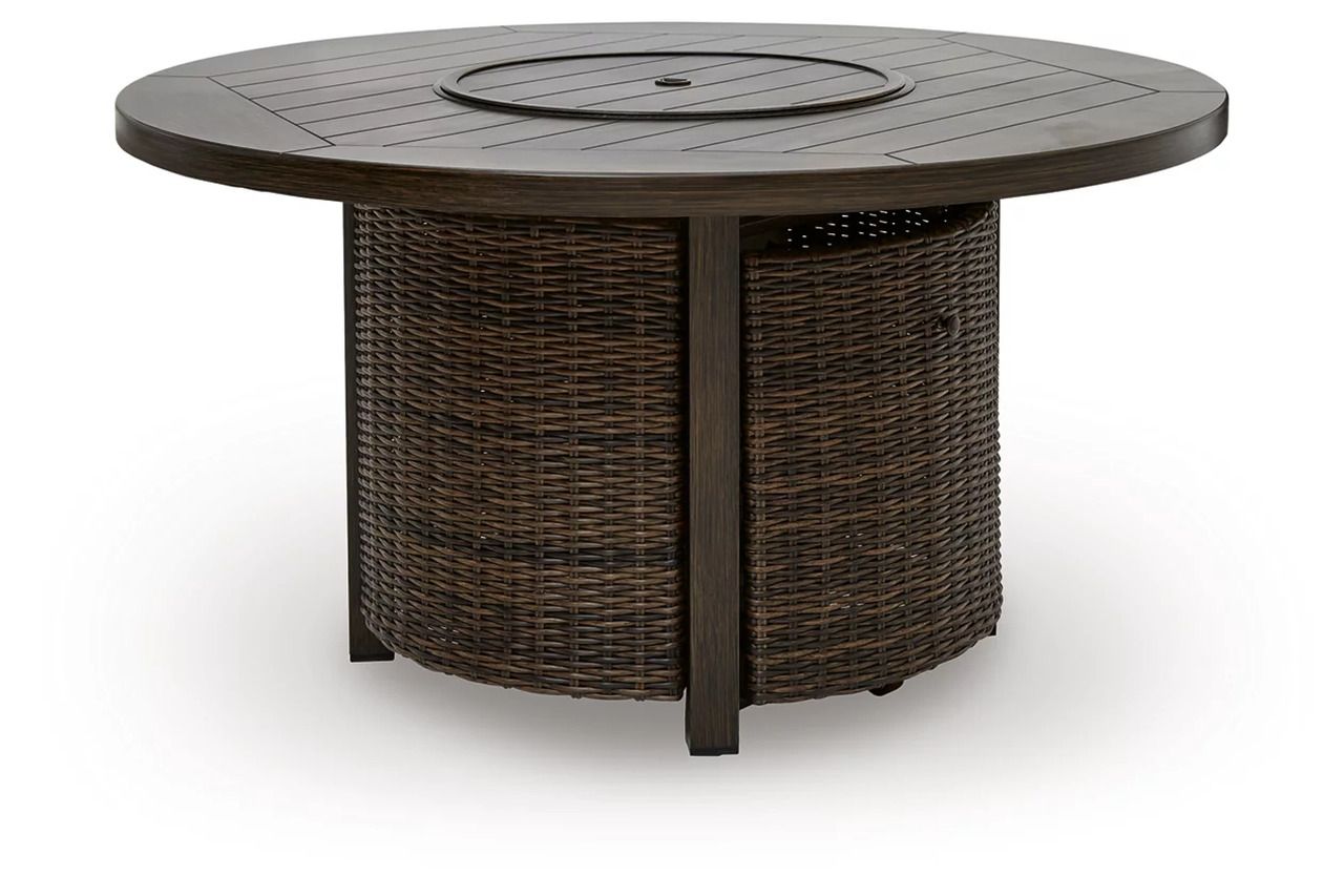 Drakes Beach Outdoor Fire Pit Table In Dark Brown P760776