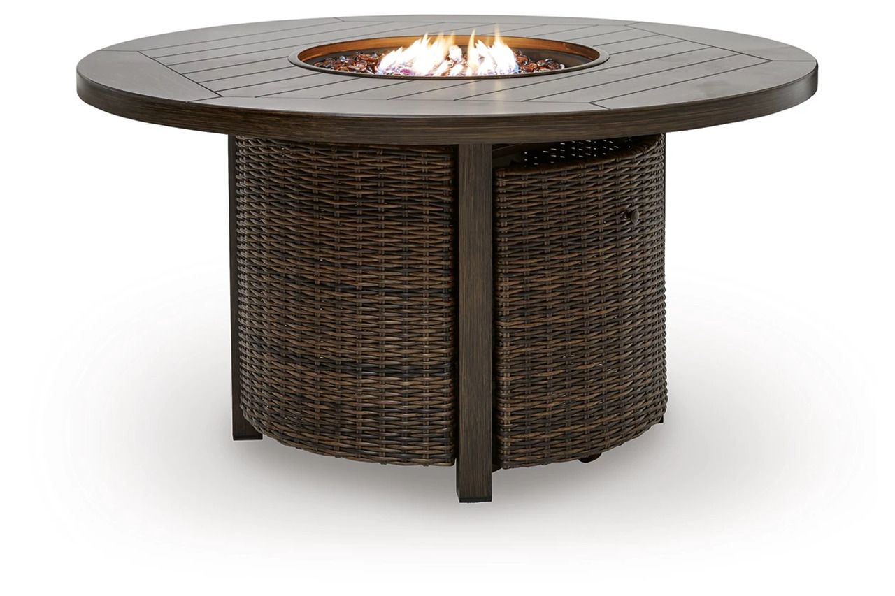 Drakes Beach Outdoor Fire Pit Table In Dark Brown P760776