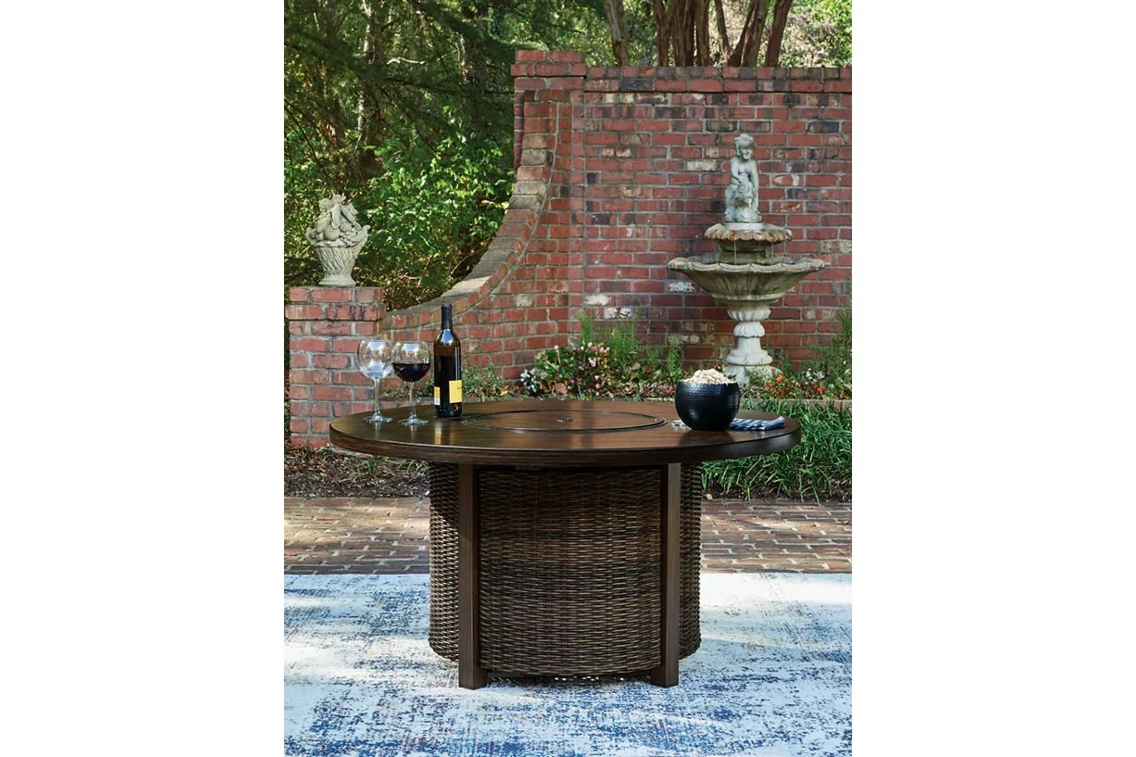Drakes Beach Outdoor Fire Pit Table In Dark Brown P760776