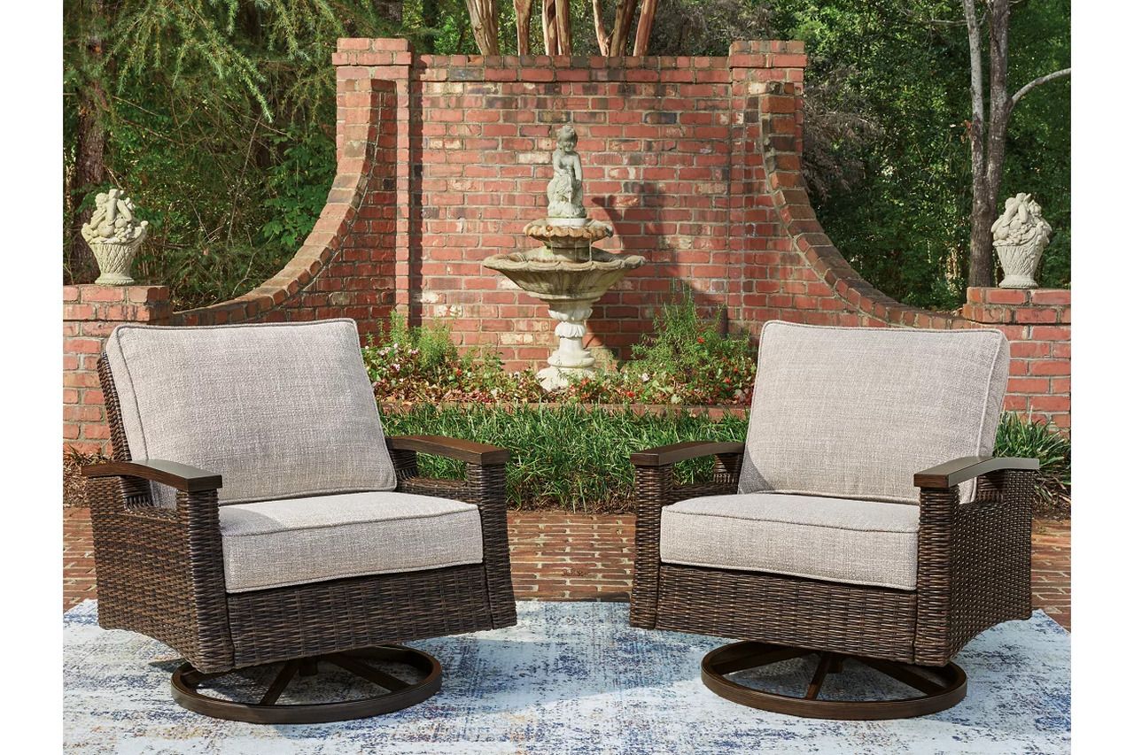 Drakes Beach Outdoor Swivel Lounge Chair Set of 2 In Dark Brown P760821